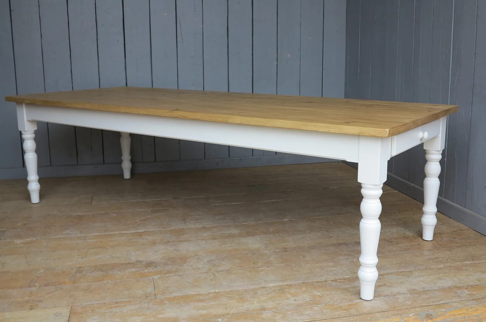 Large Plank Top Painted Kitchen Farmhouse Table - 7988