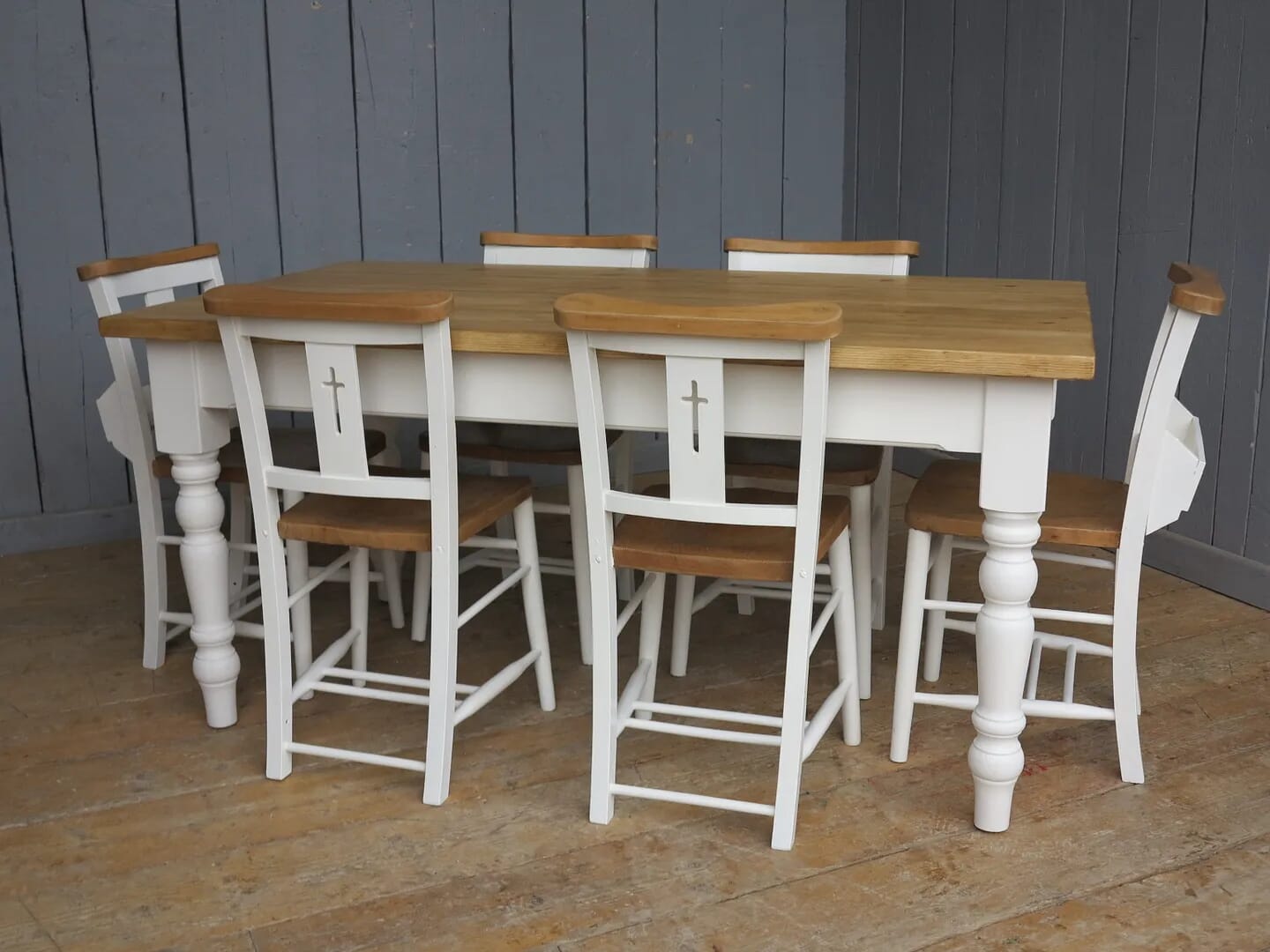 Bespoke Made Plank Top Kitchen Farmhouse Table  - 7991