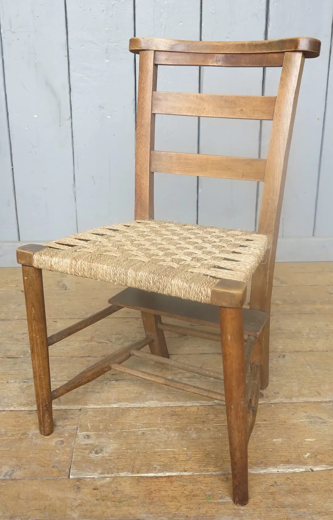Antique Reclaimed Kitchen / Dining Room Rush Seated Church Chairs - 8030