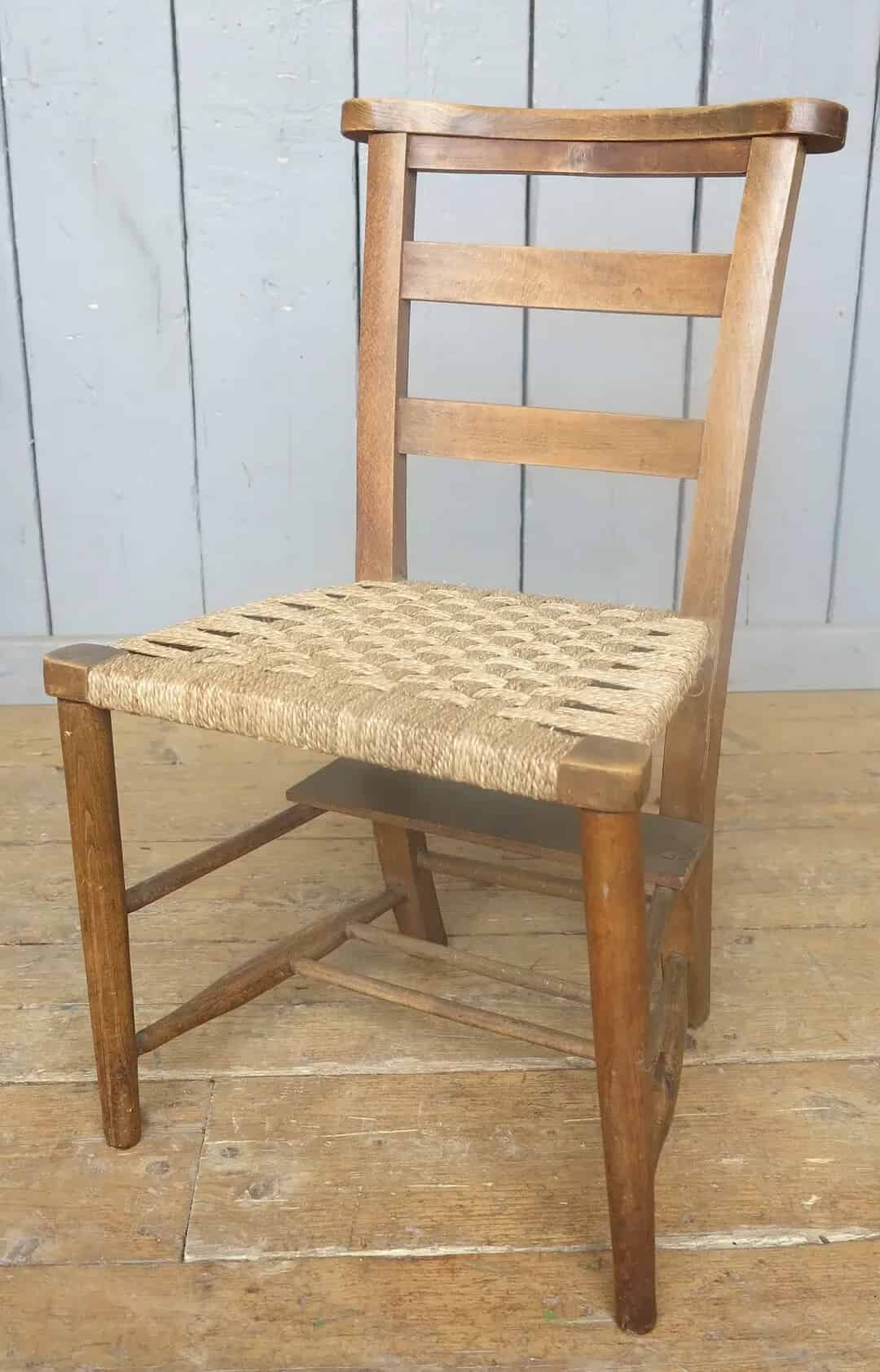Antique Reclaimed Kitchen / Dining Room Rush Seated Church Chairs