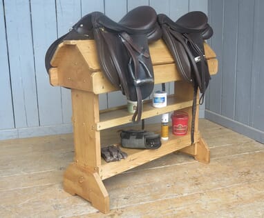 Reclaimed Pine Twin Saddle Rack Shelves, Wooden Saddle Rack Uk