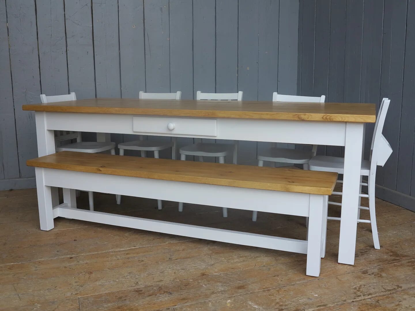 Plank Top Kitchen Table with Bench  - 7999