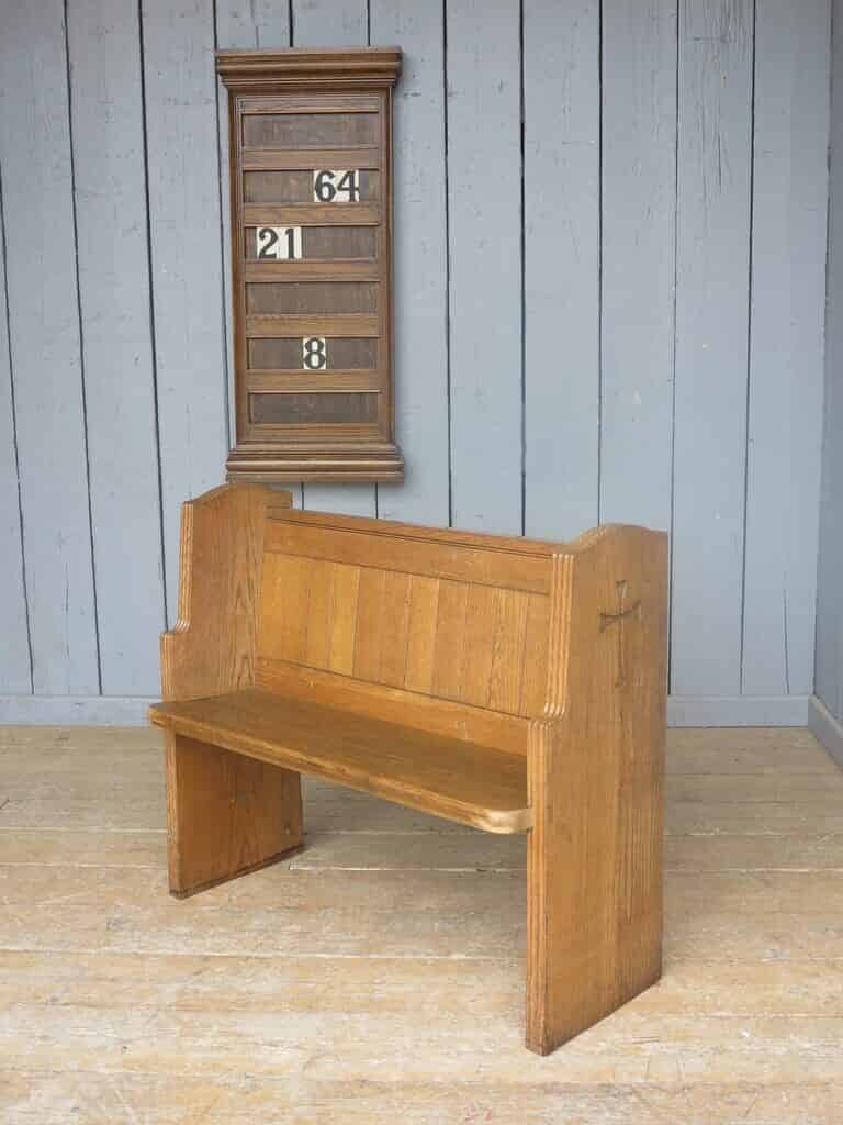 Antique Solid Oak Church Pew