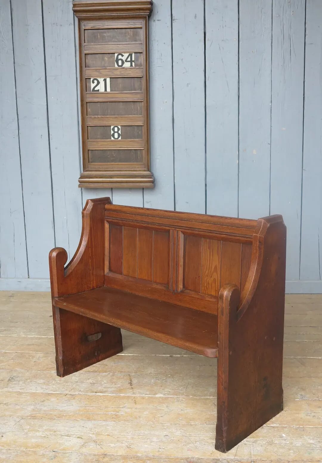 Antique Reclaimed Church Pitch Pine Pew - 8041
