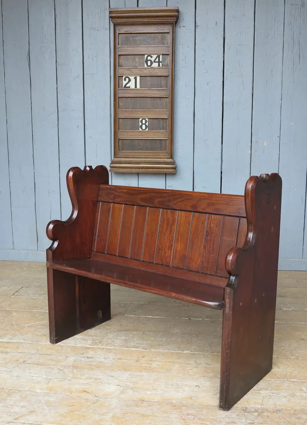 Pitch Pine Church Antique Pew - 8047