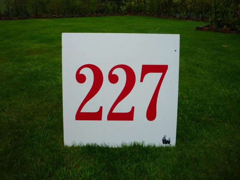 Wembley Memorabilia Red on White Number 227 Sign - 4020