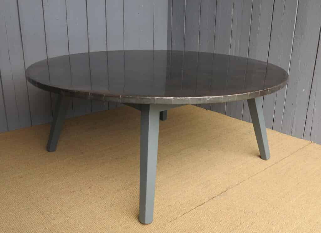 Primary Image - Antiqued Copper Round Table with Painted Oak Base