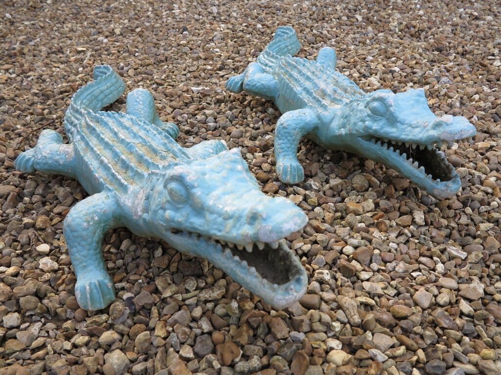 Pair Of Antique Cast Metal Alligators - 7073