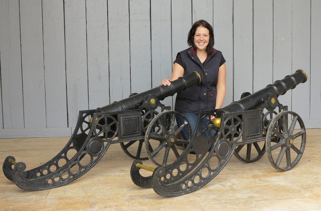 Pair of Vintage Cast Iron Decorative Cannons - 7935