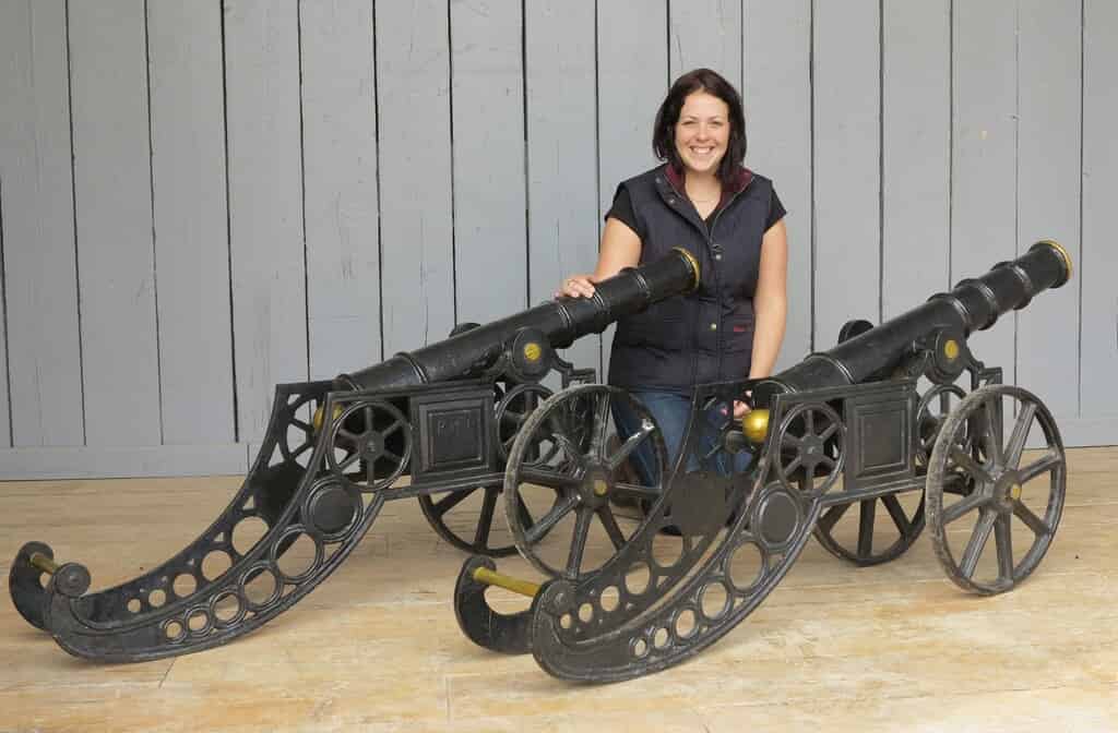 Pair of Vintage Cast Iron Decorative Cannons