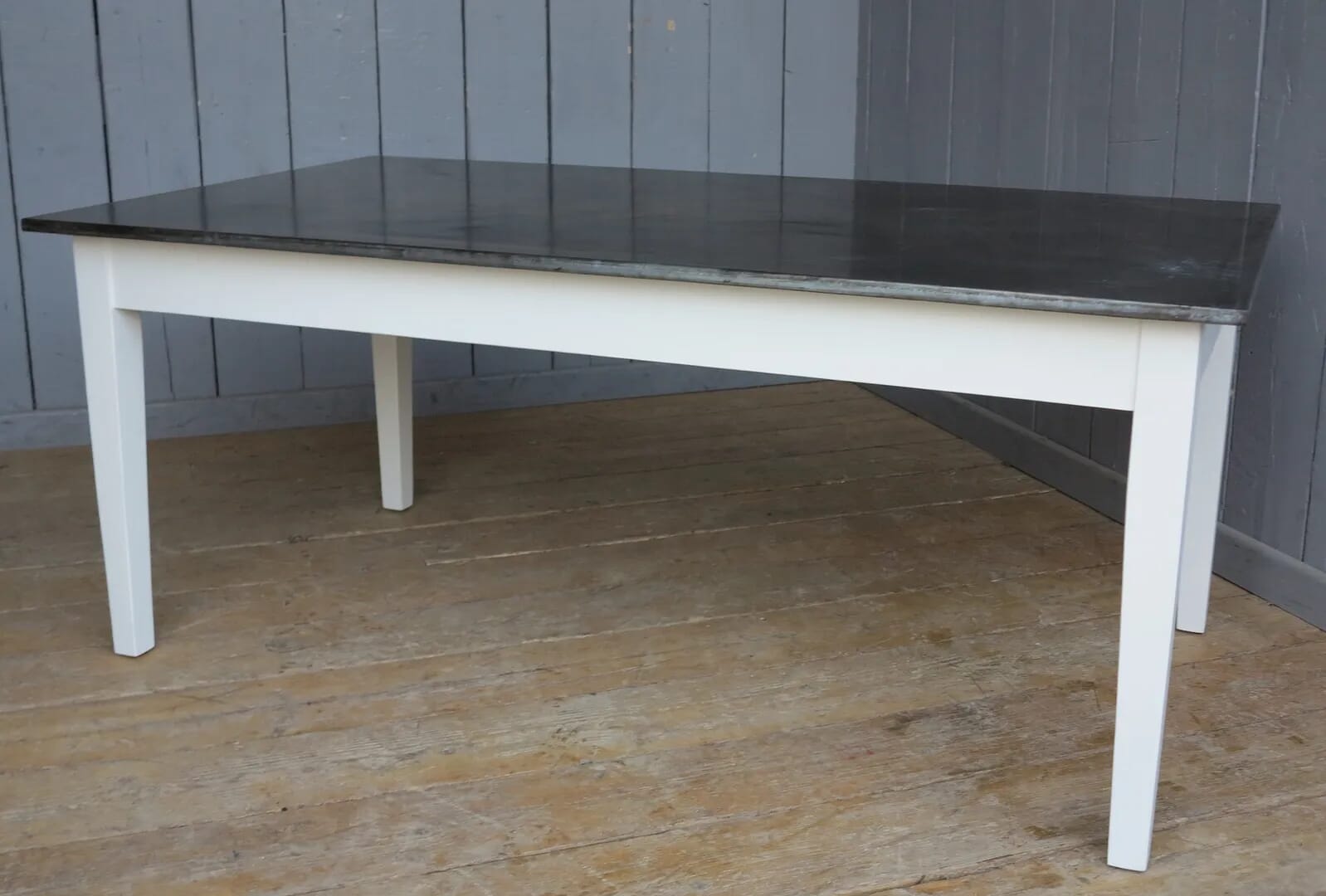 Antiqued Natural Zinc Topped Kitchen Table - 8036