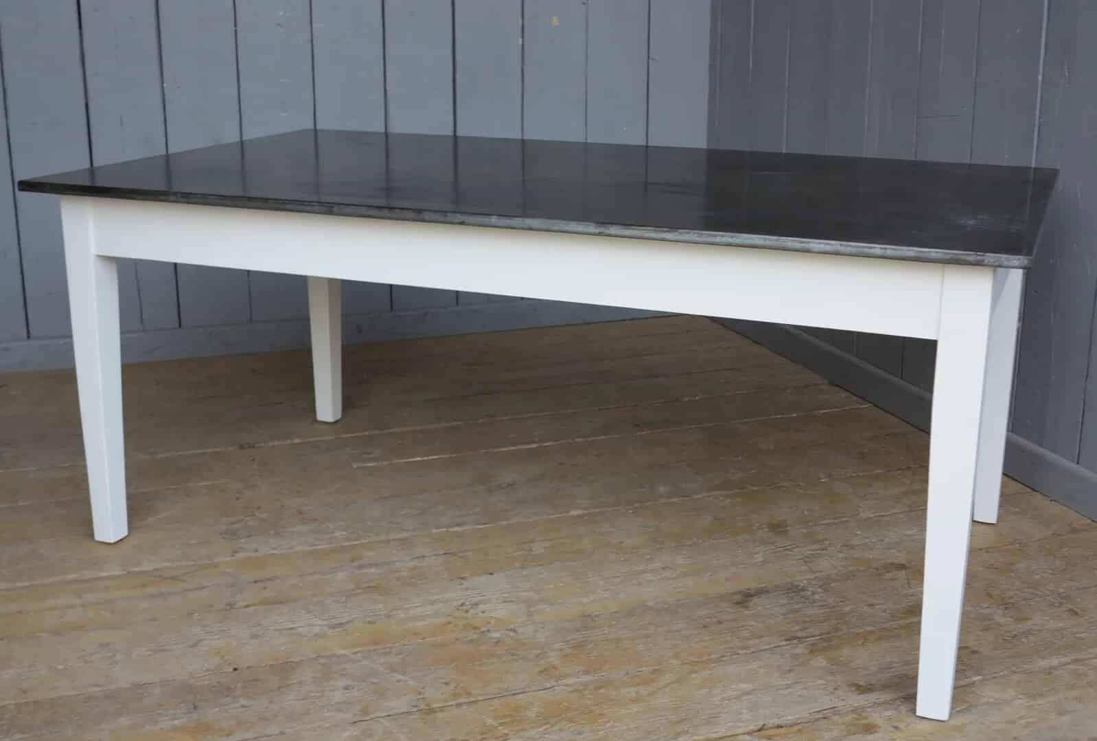 Natural Antiqued Zinc Topped Kitchen Table