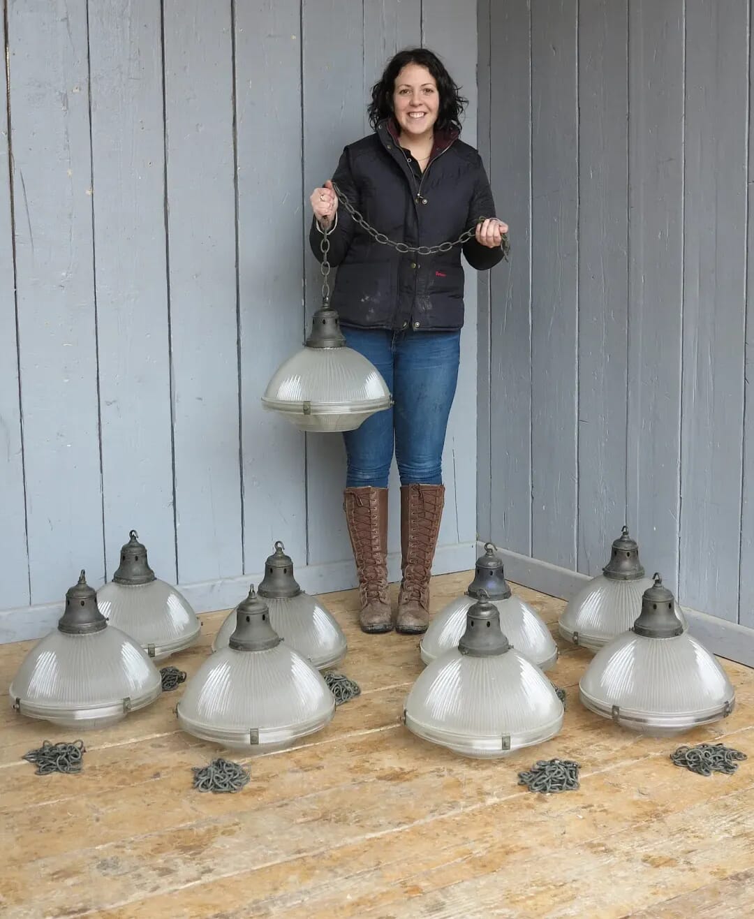 Antique Holophane Glass Globe Light Fitting - 8072