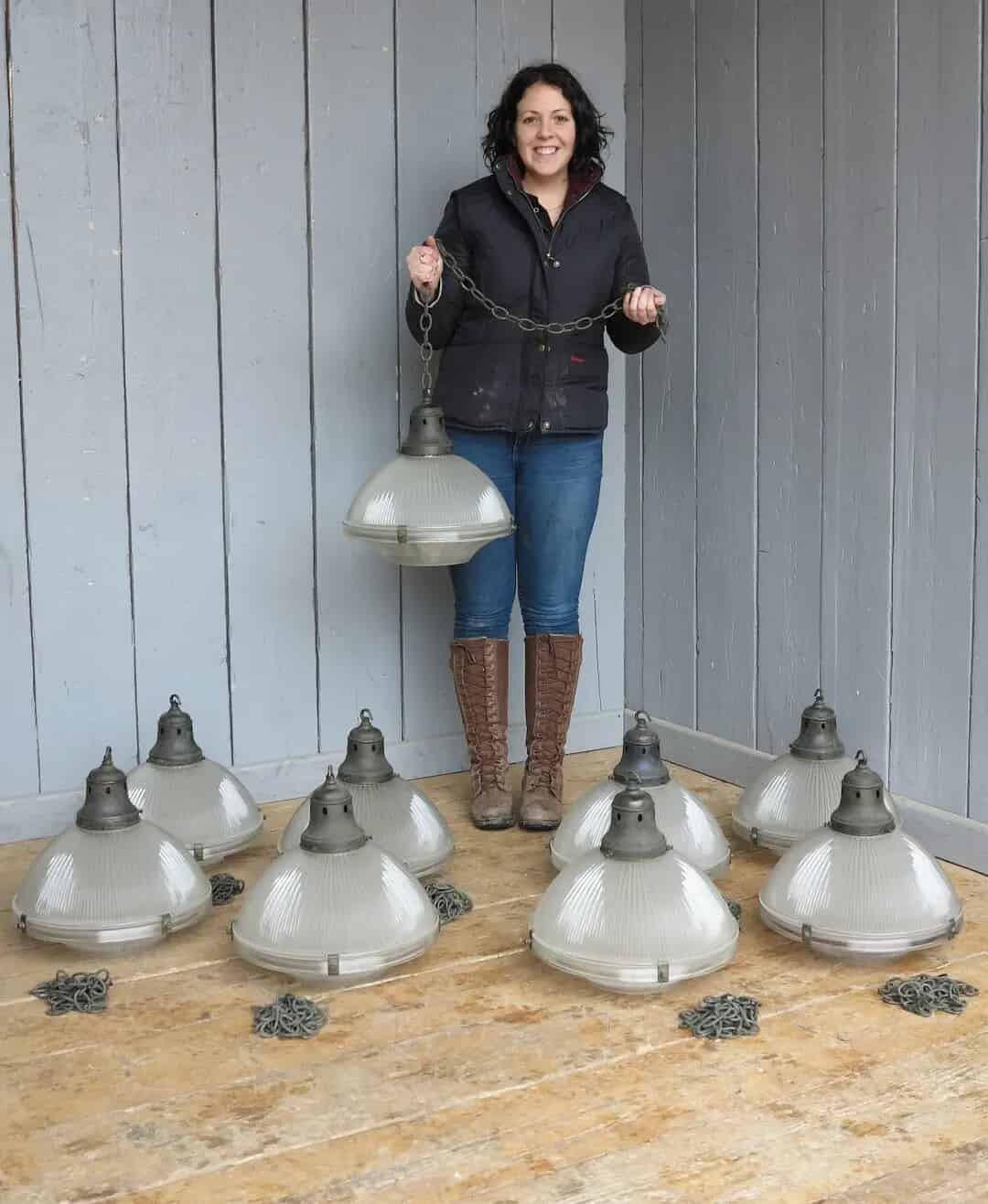 Antique Holophane Glass Globe Light Fitting