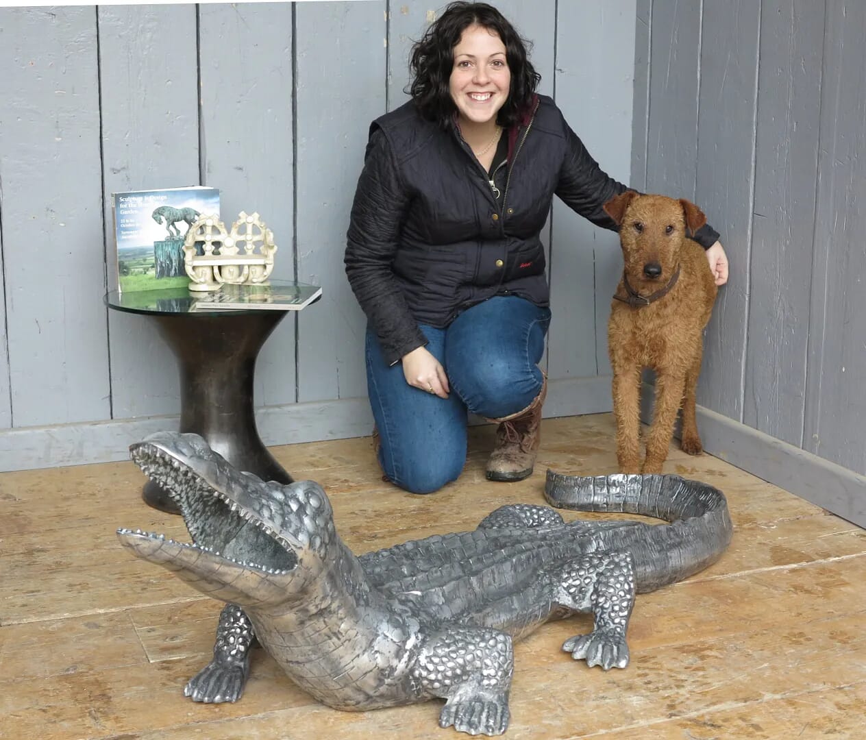 Rare Antique Cast Metal Polished Alligator - 8071