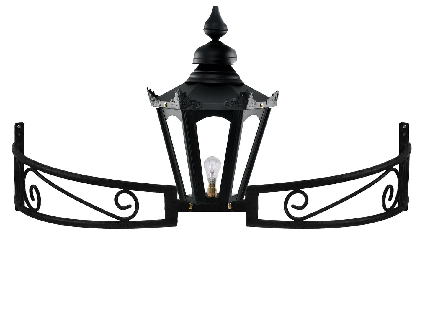 Black Hexagonal Bow Bracket Lantern - LF1092/BLK