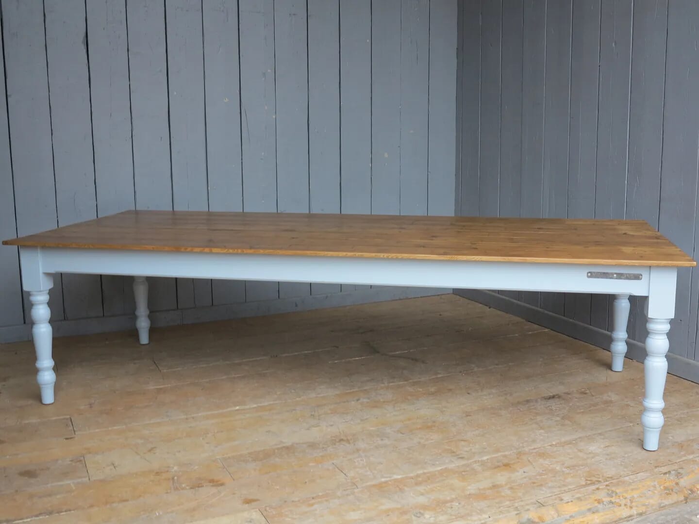 Reclaimed Pine Floorboard Top Table - 8084