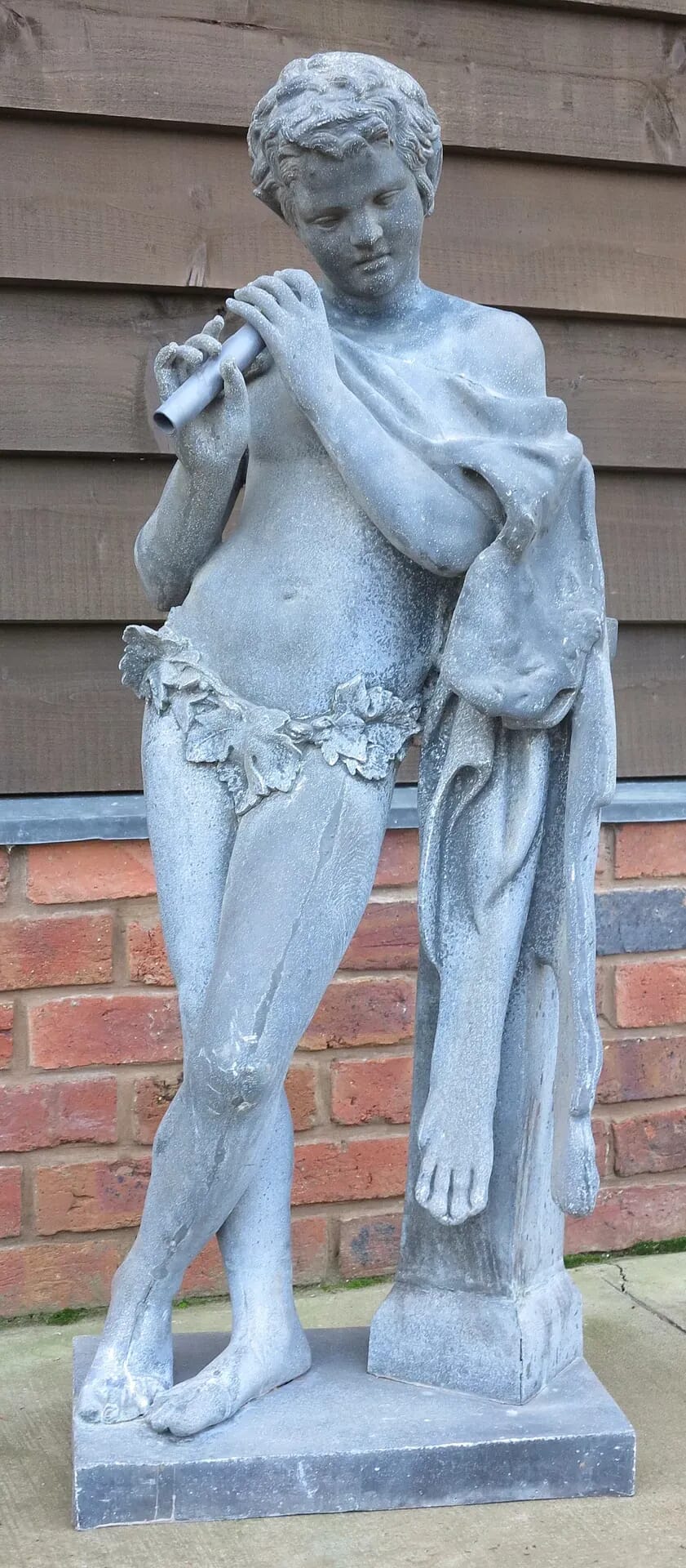 19th Century Miroy Freres Paris Spelter Statue of a Young Satyr Playing a Flute - 6639