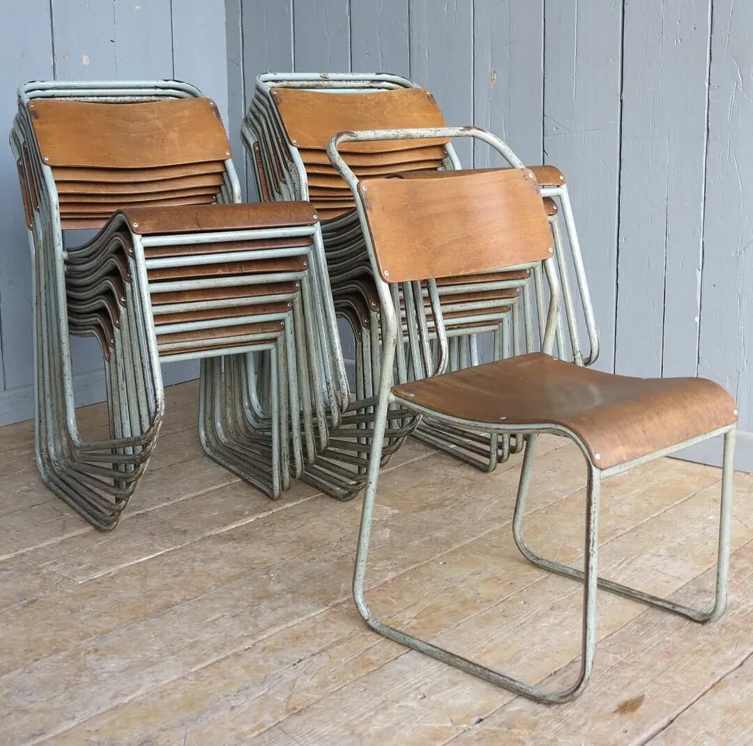 Tubular Steel Plywood Stacking Chairs - 8095