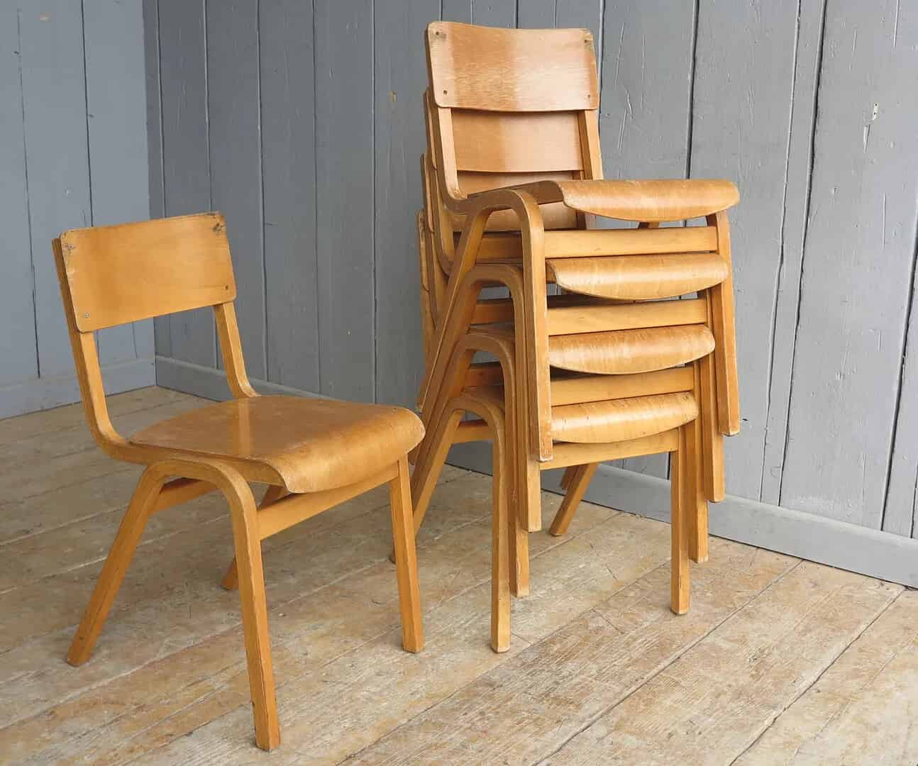 Industrial Vintage Reclaimed Stacking Chairs