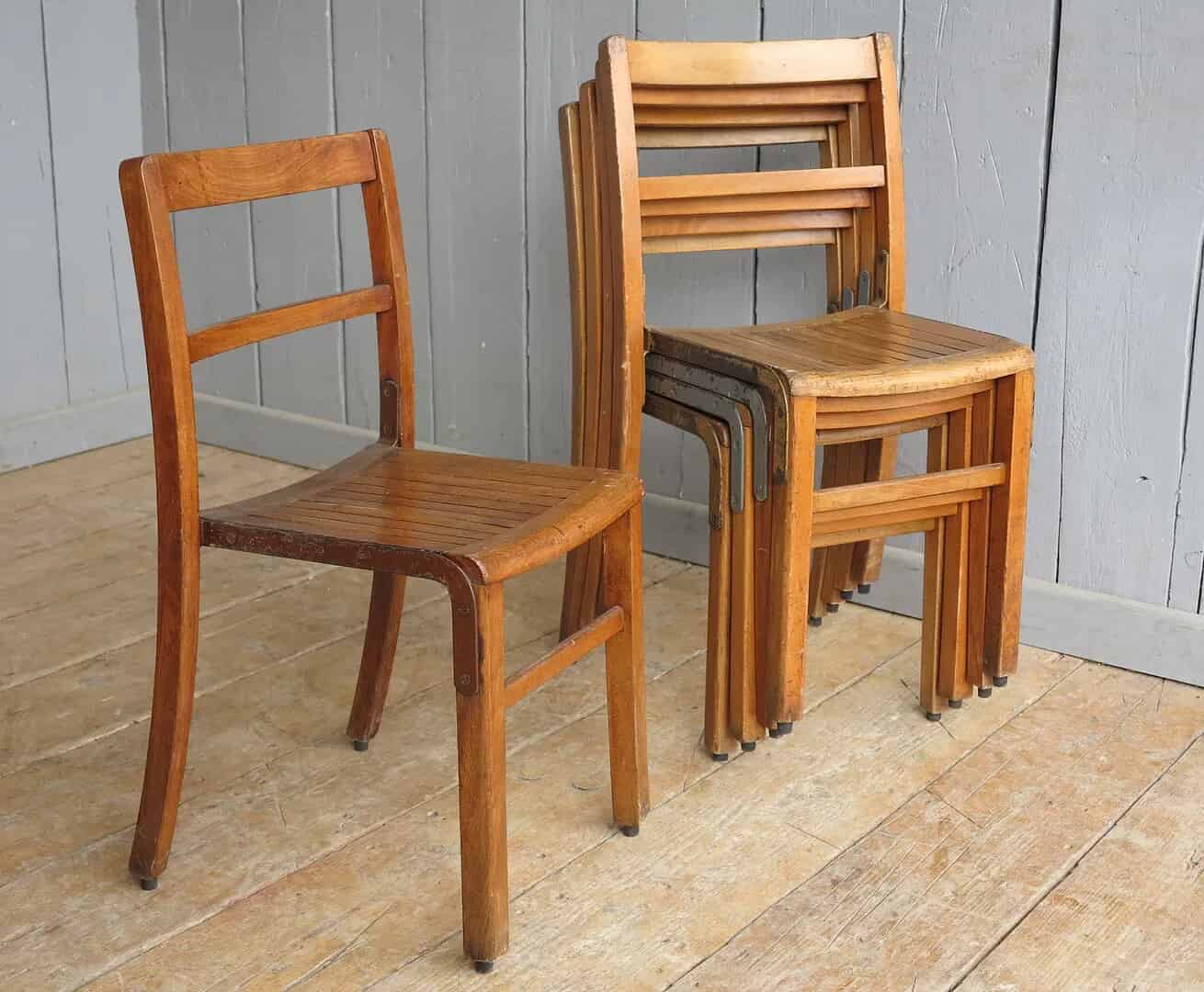Wooden & Iron Reclaimed Stacking Chairs