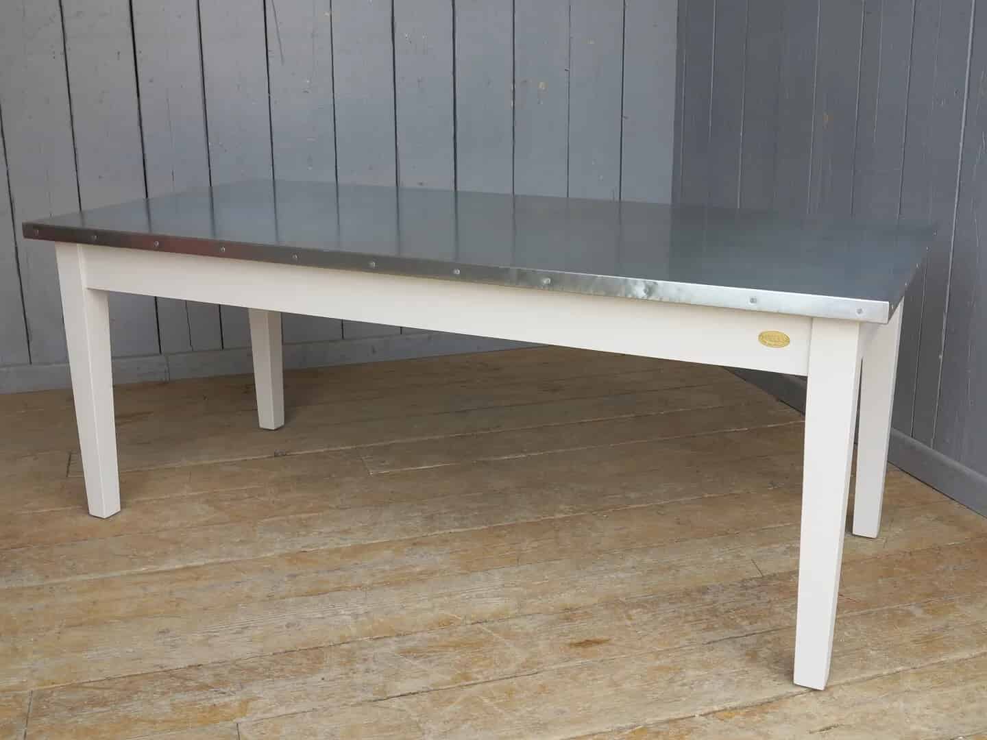 Natural Zinc Topped Table with Nail Detailing