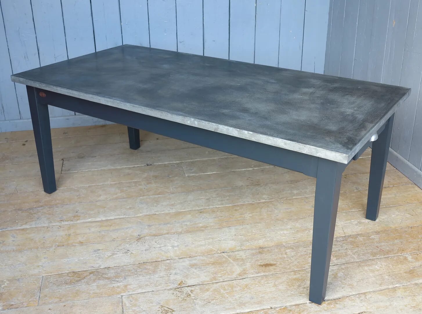 Natural Antiqued Zinc Topped Table with Drawers - 8123