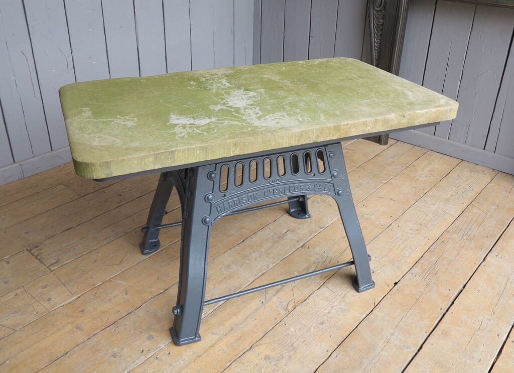 Hand Carved Stone Garden Table Top On Cast Iron Base - 7663