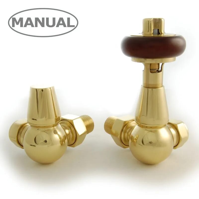 Faringdon Corner Polished Brass Finish Radiator Valves - Farpbcorm