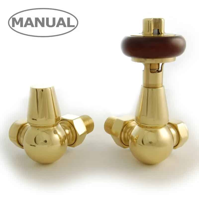 Pair of Faringdon Polished Brass Manual Corner Radiator Valves