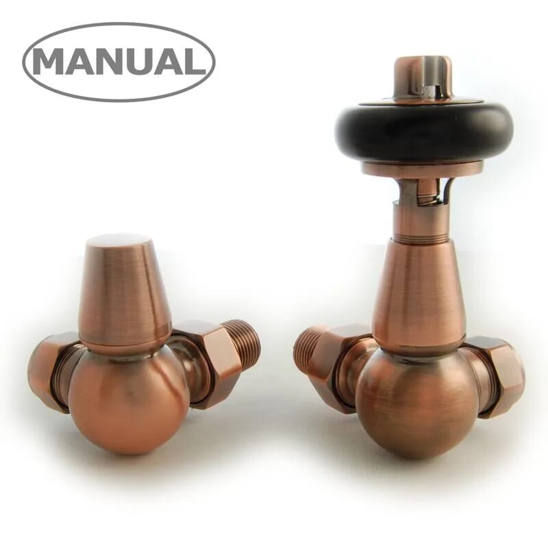 Faringdon Corner Radiator Valves Antique Copper Finish - Faraccorm