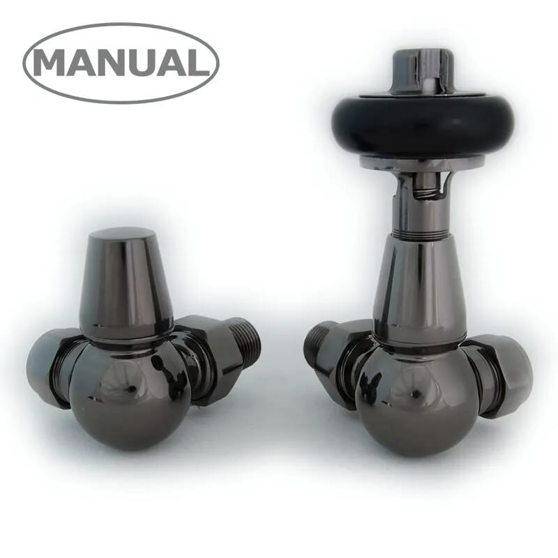 Faringdon Corner Radiator Valves Black Nickel Finish - Farbncorm