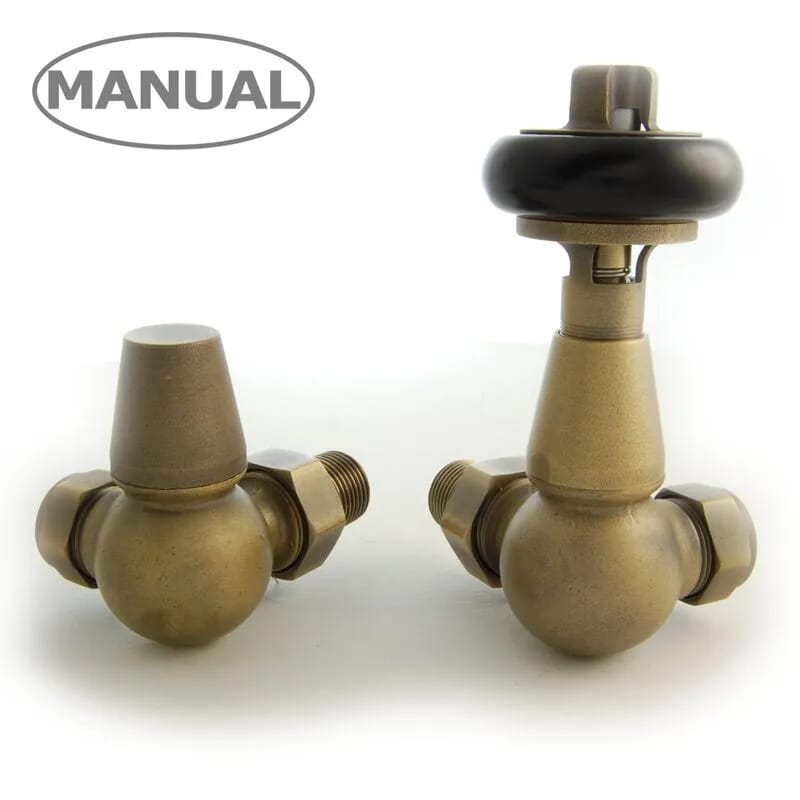 Faringdon Corner Radiator Valves Old English Brass Finish - Faroebcorm