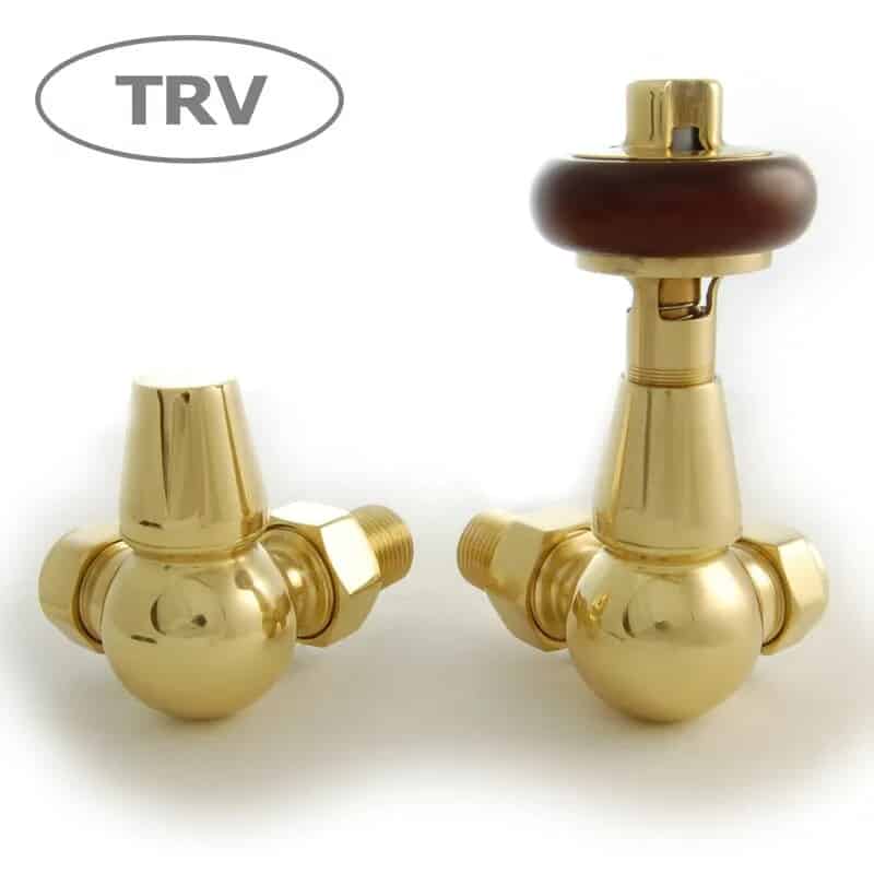 Pair of Faringdon Polished Brass Thermostatic Corner Radiator Valves