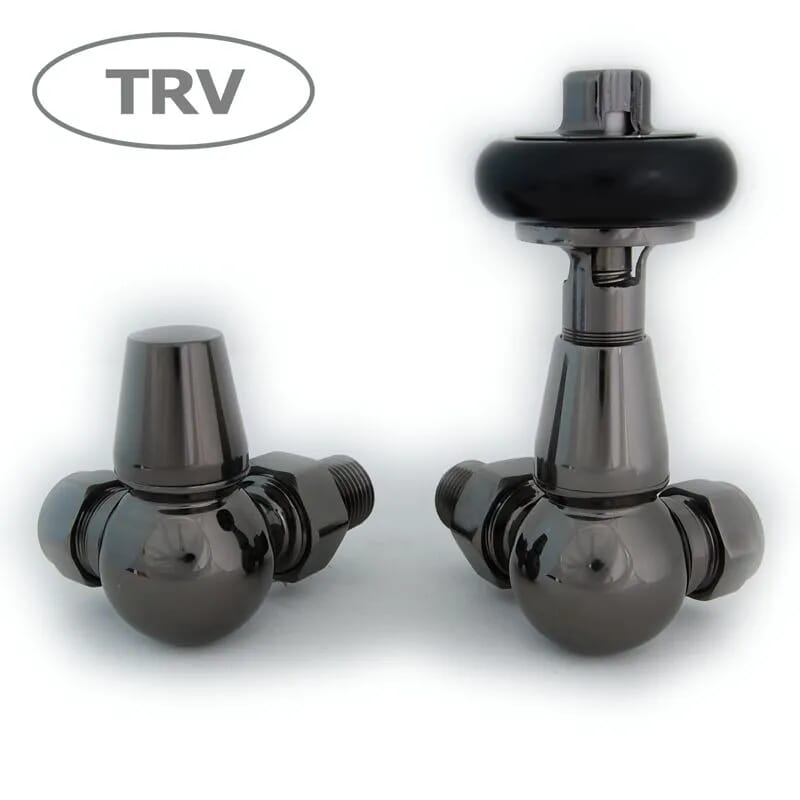 Faringdon Corner Black Nickel Finish Radiator Valves  - Farbncort