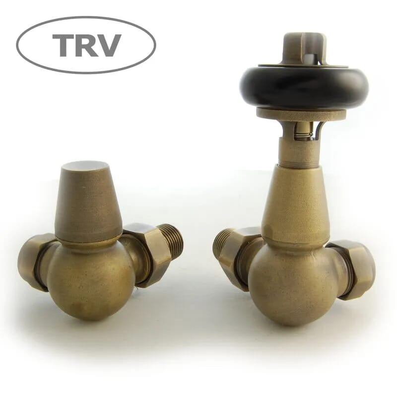 Faringdon Corner Old English Brass Radiator Valves  - Faroebcort