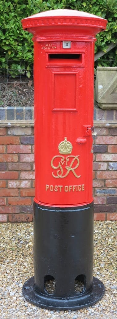 Original Red Royal Mail Cast Iron 'George VI' Pillar Box  - 7475