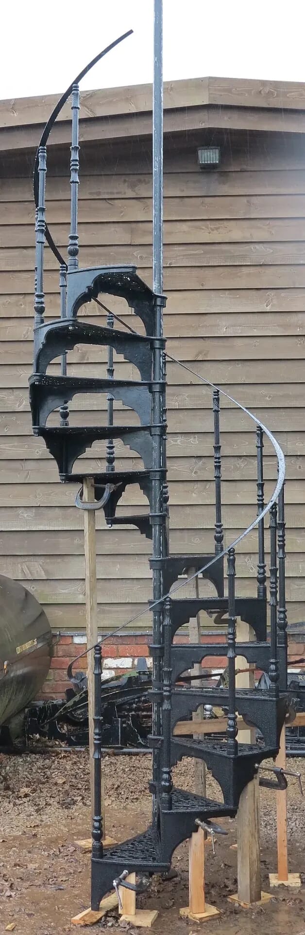 Reclaimed Old Black Cottage Craft Metal Spiral Staircase - 8144