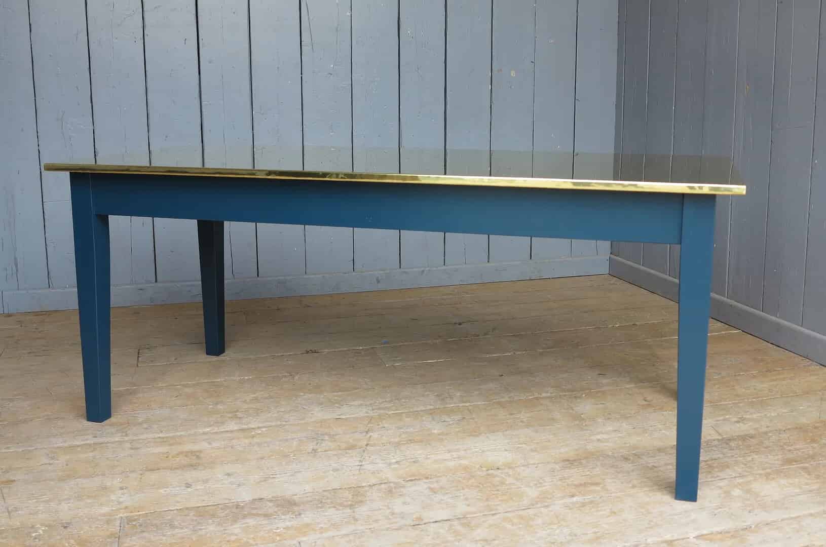 Natural Brass Topped Table with Painted Base