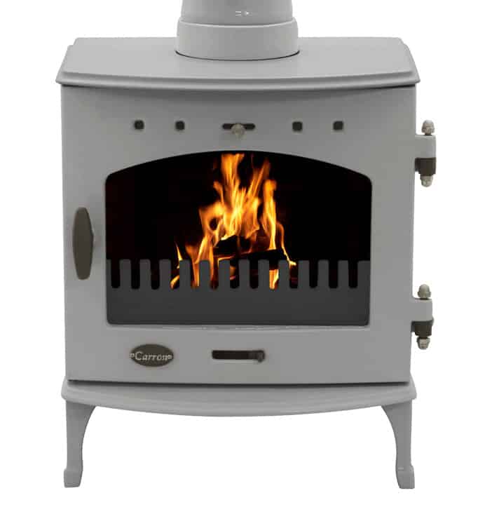 Carron Small Enamel Ash Grey Multifuel Wood Log Burning Cast Iron Stove