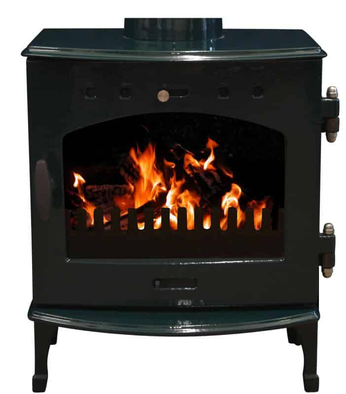 Carron Small Enamel Green Multifuel Wood Log Burning Cast Iron Stove
