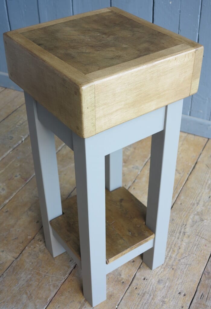 Antique Waxed Butchers Block on Painted Base - 8149
