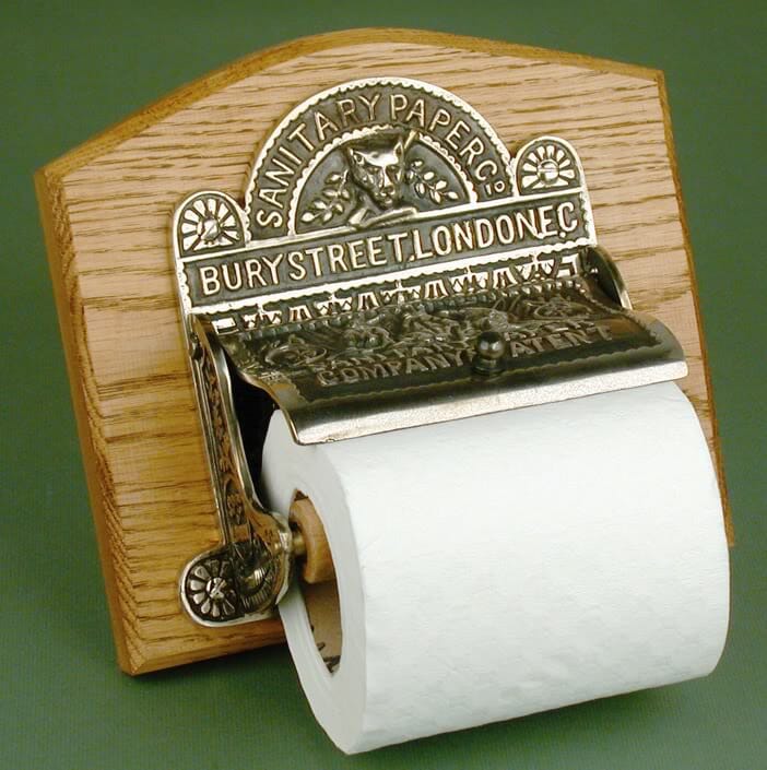 Exceptional Nickel Finish Toilet Roll Holder With a Solid Oak Back Plate - TRN