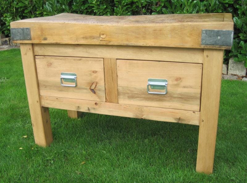 Antique Genuine Butchers Block on Reclaimed Pine Stand - 4844