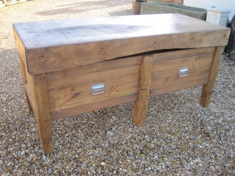 Large Antique Butchers Block on Stand - 4665