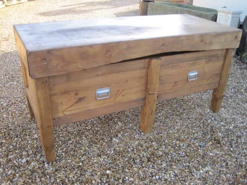Large Antique Butchers Block on Stand