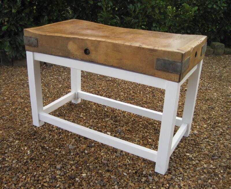 Antique Butchers Block with Painted Base - 5312