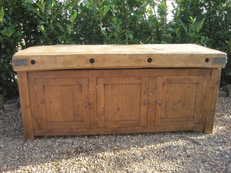 Antique Butchers Block with 6 Cupboard Doors - 4982