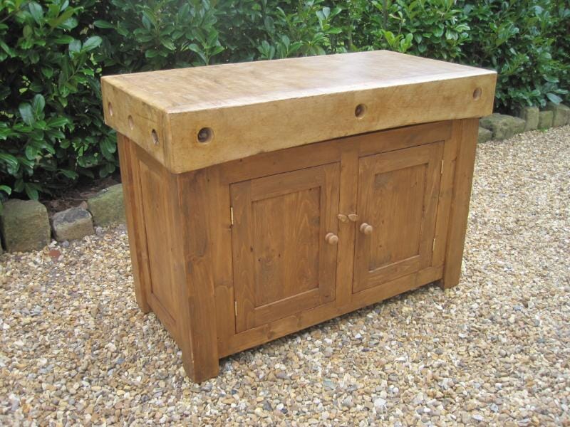 Antique Butchers Chopping Block with Waxed Base Unit - 5399