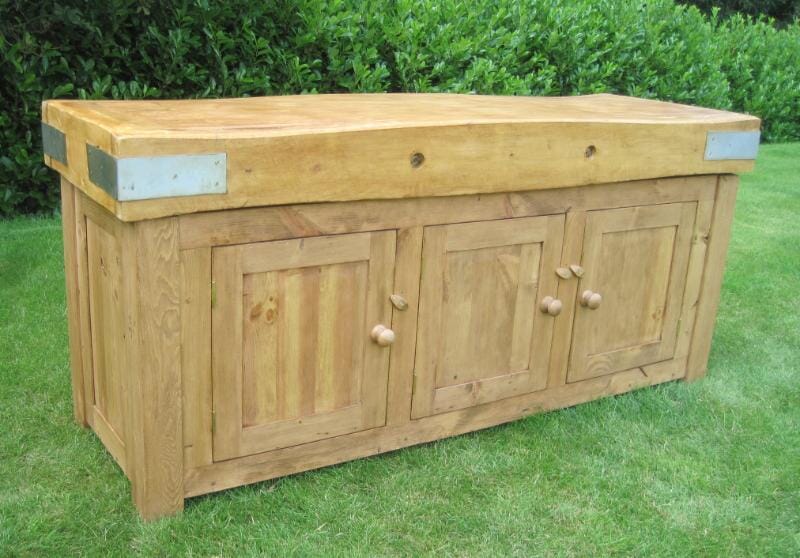 Antique Pine Butchers Block with Cupboards - 5610